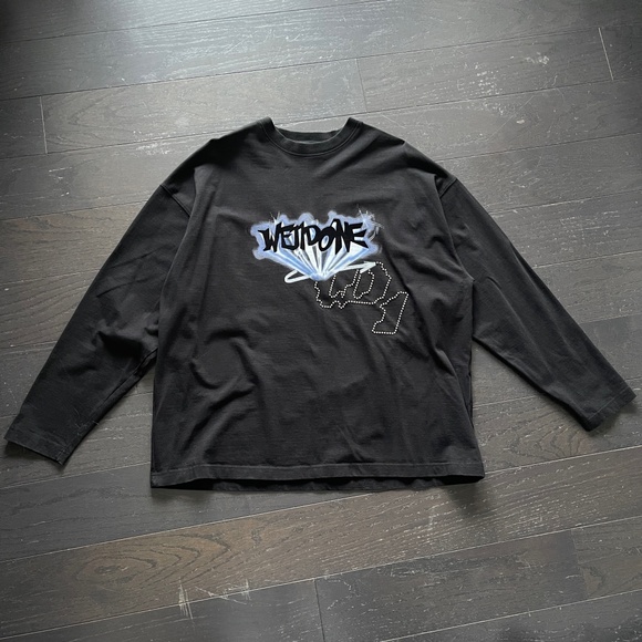 we11done Other - We11Done Welldone crystal logo long sleeve shirt in black size small